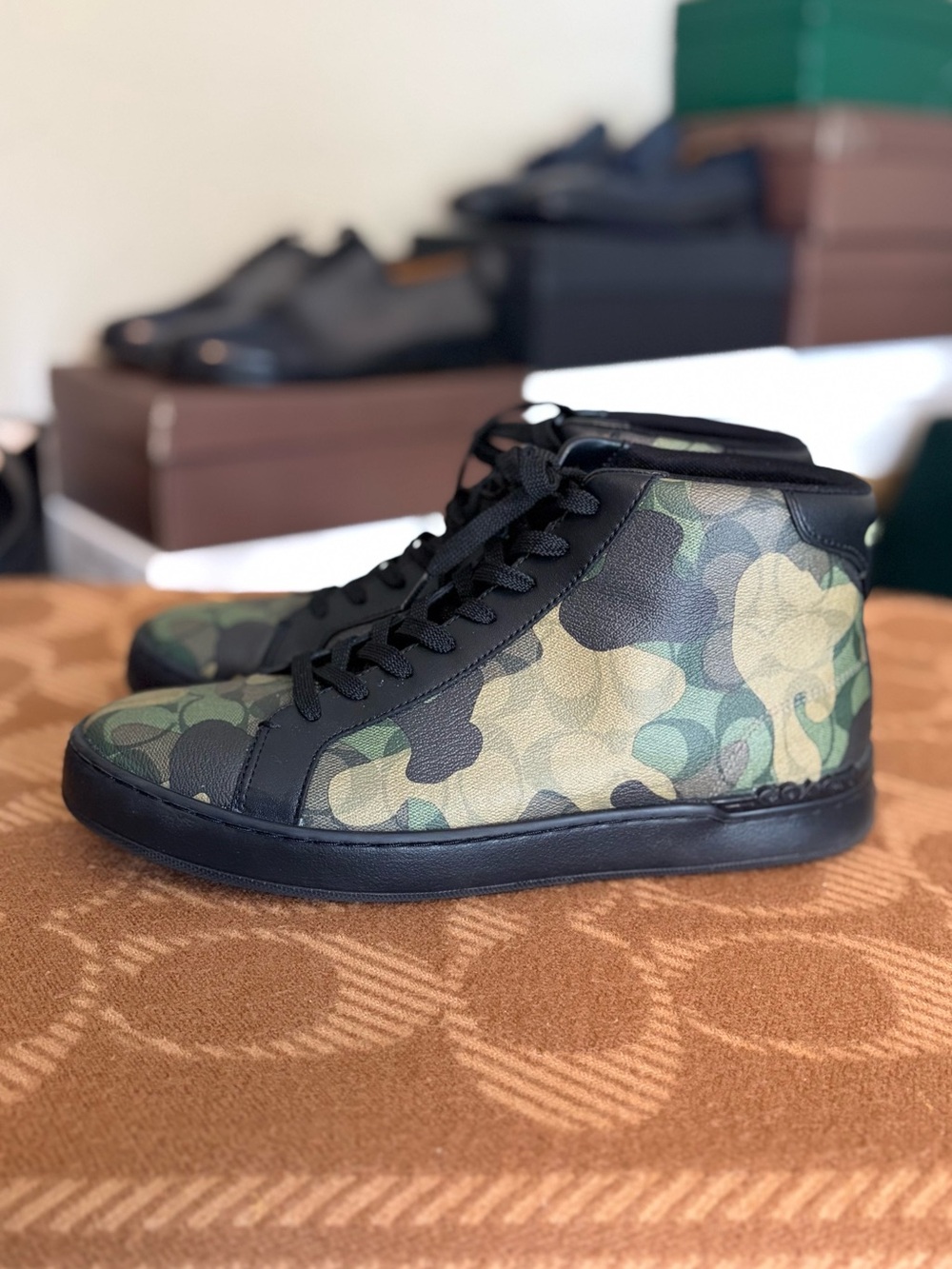 *pre-loved* COACH Highline camouflage high top sneakers